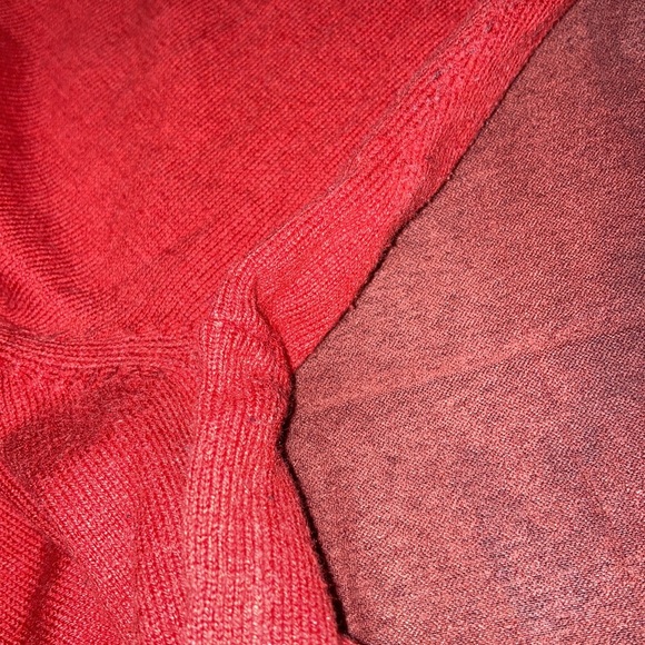 Elle Quarter sleeve red sweater w/ rosettes and ruffles on right side, size M - Picture 2 of 2